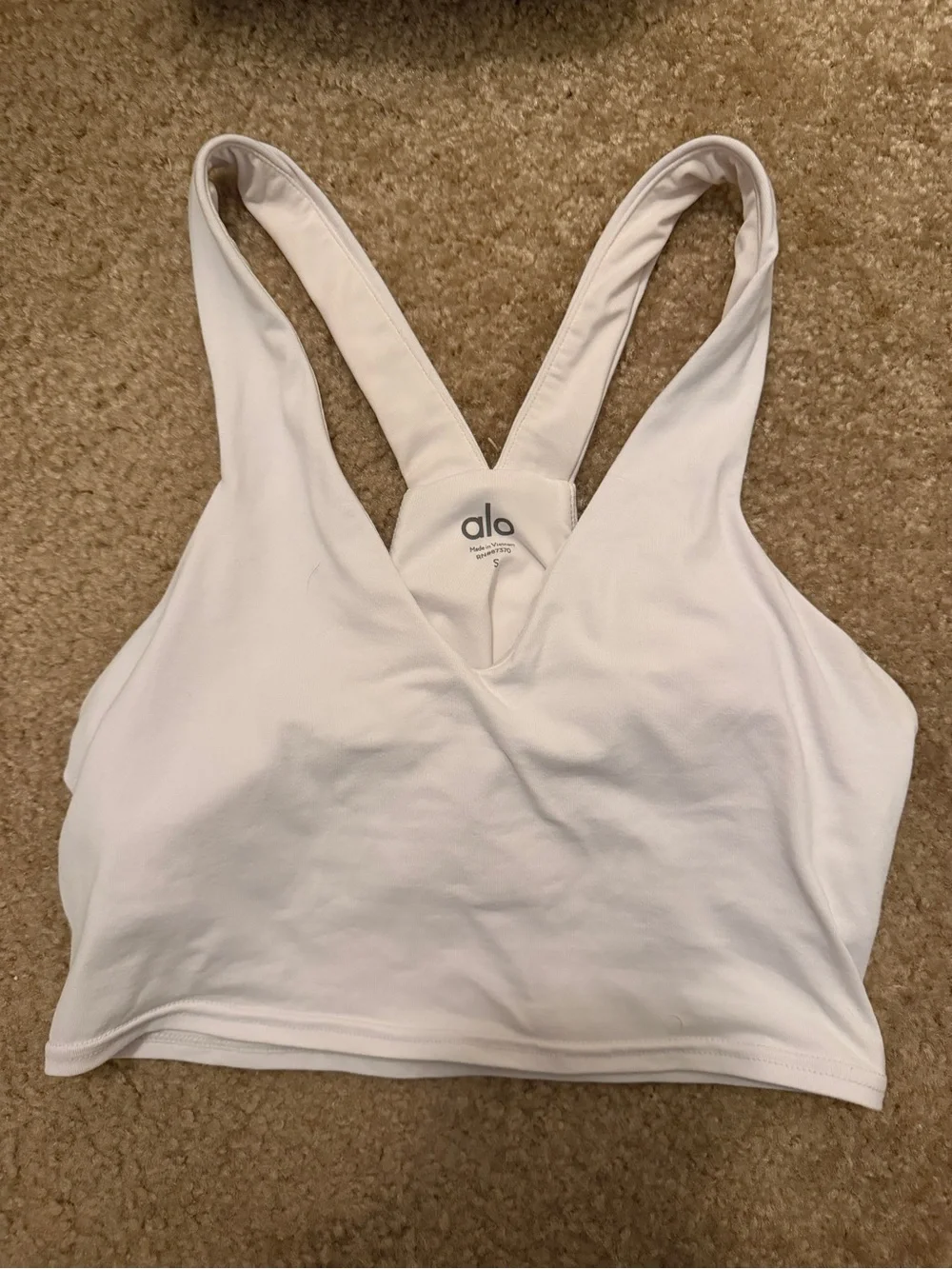 ALO Yoga White V-Neck Sports Bra Tank